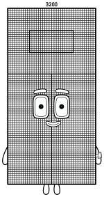Numberblock 3200 with a friendly face and math concepts 🧠🔢😊