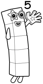 Numberblock Five, the friendly rock star who loves high fives and math adventures! 🎸🤘🌟