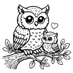 Owlet with Mother Owl on Tree Branch 🌳🦉❤️🍃