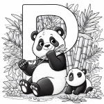 Panda with Baby and Letter P Eating Bamboo 🐼👶🎋
