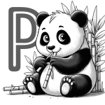 Panda Eating Bamboo with Letter P 🐼🎋