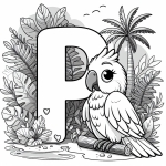 Cute Parrot with Letter P 🦜