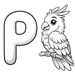 Cute Parrot with Letter P 🦜