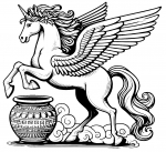 Ancient Greek Pegasus with Wings and Horn and Greek Pot 🏺🌸