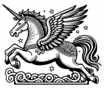Ancient Greek Pegasus with Wings and Horn with Stars around 🌟🦄 🌟🦄