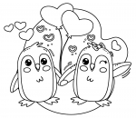 Penguins in Love Holding Hands and Waving, with Balloons and Hearts 🐧💖🎈❄️