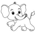 Playful Baby Elephant with Big Ears and Happy Expression 🐘👶🎨💖