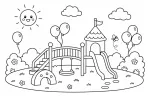 Playful Playground with Swing, Slide, and Balloon 🎈🌳