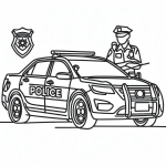 A Police Car with a Police Man and Badge 👮‍♂️🚓🛡️