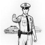 Policeman Stopping Traffic and Police Car 🚓👮‍♂️🚦