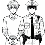 Policeman Holding Young Handcuffed Thief by the Arm 👮‍♂️👦🔗