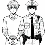 Policeman Holding Young Handcuffed Thief by the Arm 👮‍♂️👦🔗