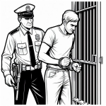 A Police Officer Putting a Handcuffed Thief in Prison 👮‍♂️🤝🔒