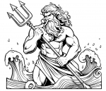Greek God Poseidon Standing with Trident in the Waves of the Sea 🌊🔱