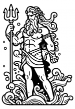 Greek God Poseidon Standing with Trident in the Water 🌊🔱