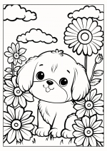 Puppy Dog Sitting in Between Flowers 🐶🌼🌸
