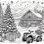 Winter Landscape with House and Christmas Tree 🎄 with Snowfall ❄️🏡🌨️