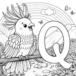 Quetzal Bird with Letter Q and Rainbow 🦜🌈