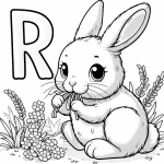 Rabbit 🐰 Eating Grass with Letter R 🐇🌾🌳