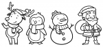 Reindeer Penguin Snowman Santa with Bag Cute Christmas Characters 🎅🦌🐧☃️