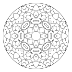 Relaxing Round Mandala with a Sun-like Shape in the Middle and Shapes Inspired by Stars and Hearts Around 🌞🌟💖