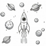 Rocket in Space with Planets 🚀🪐