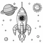 Rocket in Space with Planets and Stars 🚀🪐🌟