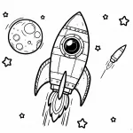 Rocket with Planet and Stars 🚀🪐🌟