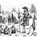 Roman Army Legion Tent Camp with Soldier on Horse ⛺🐴