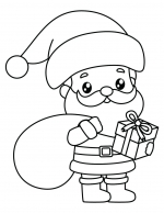 Santa Carrying His Bag and Holding a Gift Box 🎅🎁