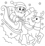Santa Waving in Sleigh Pulled by Reindeer in Night Sky 🎅🦌✨