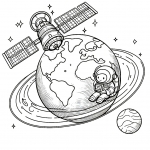 Satellite around Earth with Moon and Astronaut 🛰️🌍🌕👨‍🚀