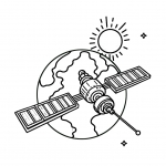 Satellite above Planet Earth with Sun and Stars 🛰️🌍🌞⭐