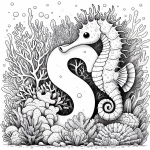 Seahorse with Letter S in between Coral 🌊🐴