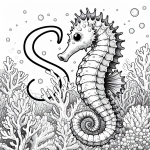 Seahorse with Letter S in between Coral 🌊🐴