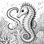 Seahorse with Letter S in between Coral 🌊🐴