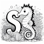 Seahorse with Letter S in between Coral 🌊🐴