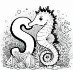 Seahorse with Letter S in between Coral 🌊🐴