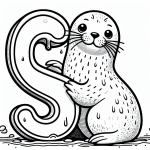 Cute Seal with Letter S 🌊🌊
