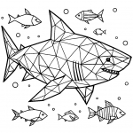 Shark in Low Poly Origami Style Surrounded by Fish 🦈🐠✨