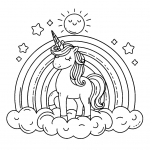 Cute Unicorn with Rainbow Clouds Sun and Stars 🦄🌈☀️⭐