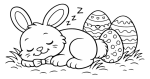 Sleeping Easter Bunny with Easter Eggs and Soft Grass 🐰🌿🥚