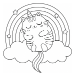 Sleeping Unicat on a Cloud and Rainbow 🌈🐱✨