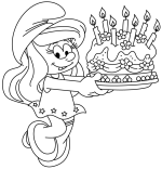 Smurfette Celebrating with a Beautiful Birthday Cake 🎂🎉🎈