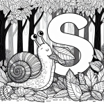 Snail Eating Leaves in the Forest with Letter S 🐌🍃🌳