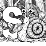 Snail Eating Leaves in the Forest with Letter S 🐌🍃🌳