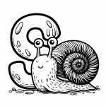 Cute Happy Snail Eating Leaves in the Forest with Letter S 🐌🍃🌳😊