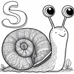 Cute Happy Snail Eating Leaves in the Forest with Letter S 🐌🍃🌳😊