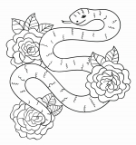 Snake with Three Roses - Year of the Snake 🐍🌹🌟🎨