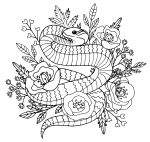 Snake with Flowers and Greens 🐍🌸🍃🎨
